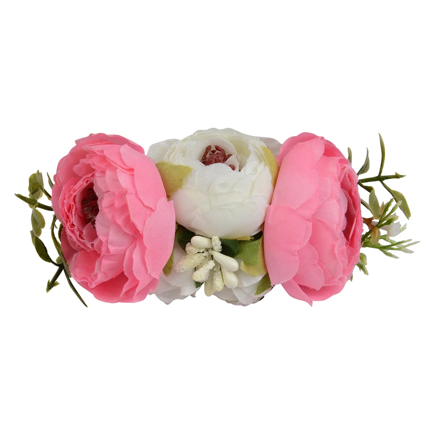 Pink & White Rose Flower Girl Headband – Elegant & Stretchable [AHA262]