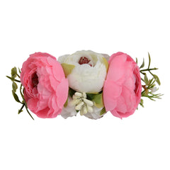 Pink & White Rose Flower Girl Headband – Elegant & Stretchable [AHA262]
