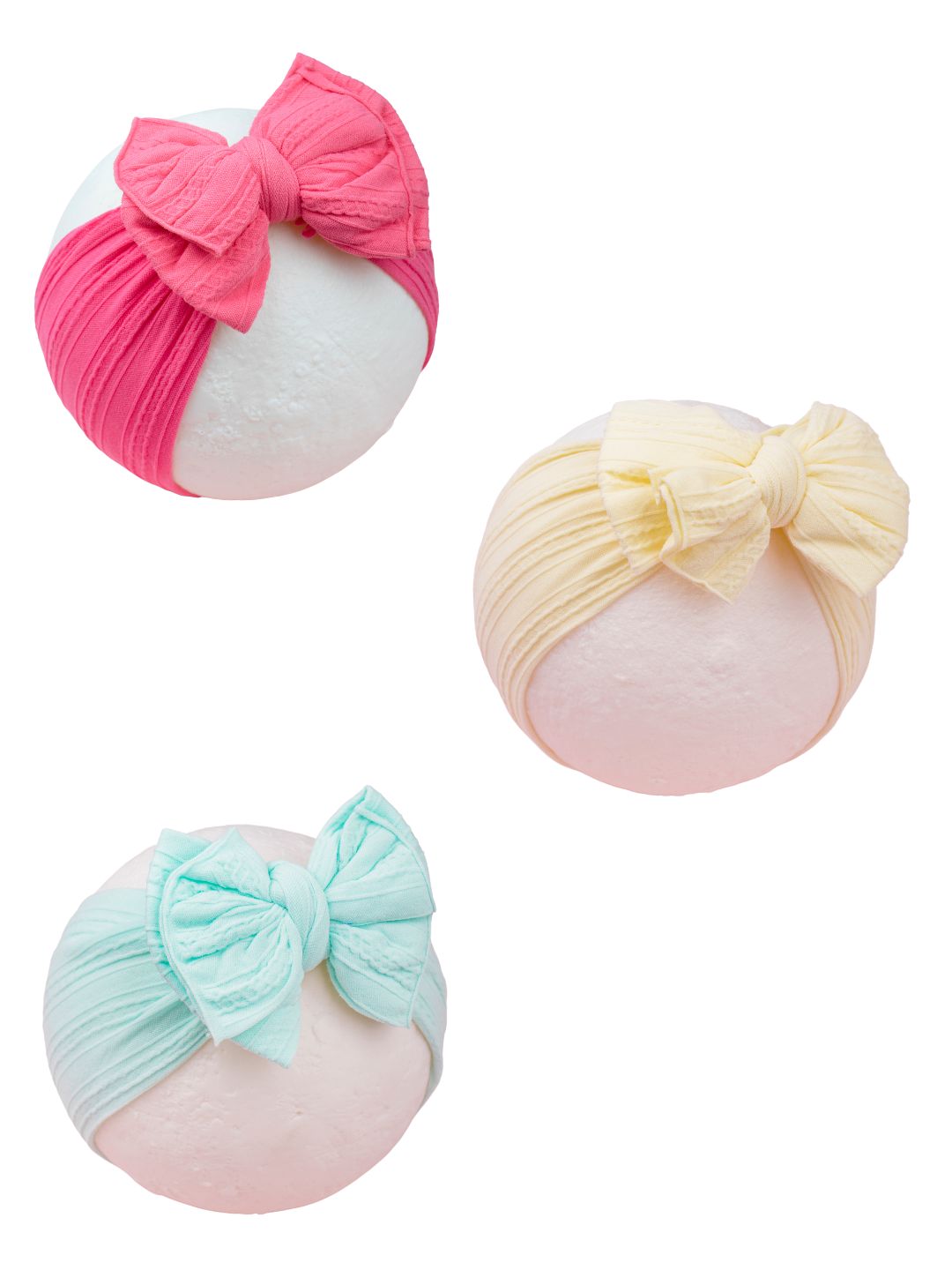 Combo of Three Pure Cotton Big Bow Head Band In Pastel Shades for Babies [AHA264.265.266]