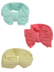 Combo of Three Pure Cotton Big Bow Head Band In Pastel Shades for Babies [AHA264.265.266]