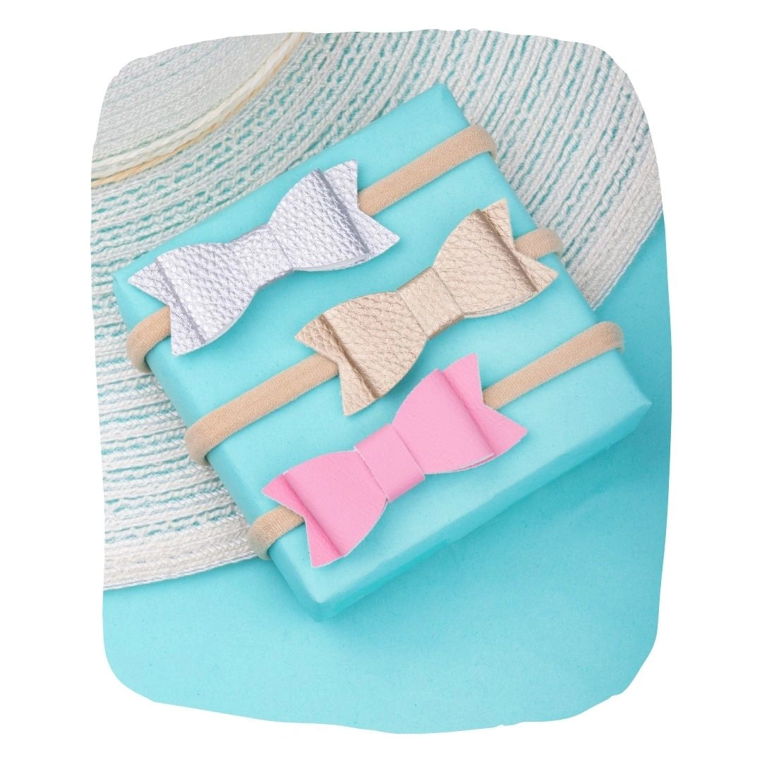 Set of 3 Metallic Bow Baby Headbands – Stylish & Comfortable [AHA277]