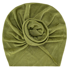 Shiny Olive Baby Turban Cap – Stylish & Comfortable [AHA307]