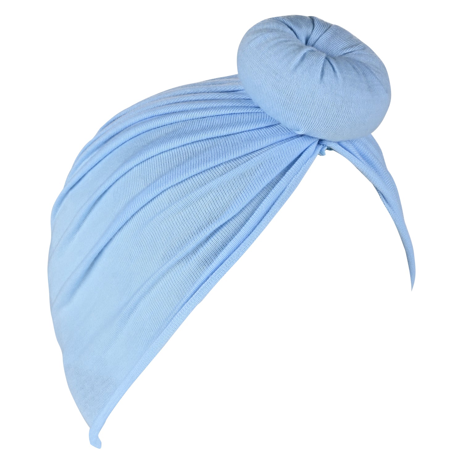 Pure Cotton Sky Blue Turban Cap For Babies [AHA310]