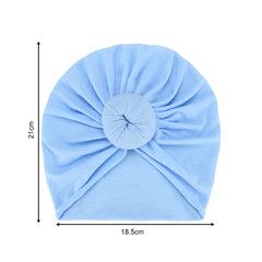 Pure Cotton Sky Blue Turban Cap For Babies [AHA310]