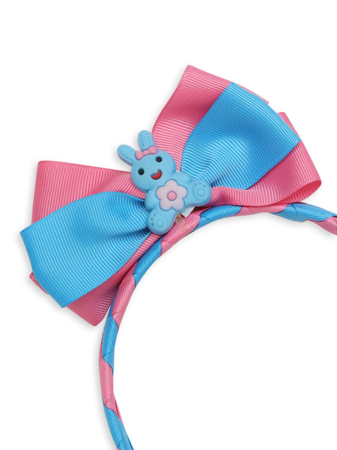 Pink & Blue Braided Ribbon Hairband with Bow [AHA355]