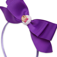 Purple Ribbon Bow Hairband with Ice Cream Charm [AHA360]
