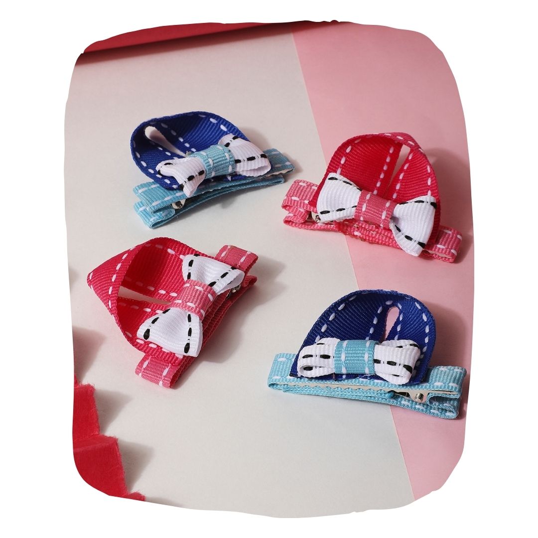 Bunny Ear Hair Clips – Blue & Pink (Set of 4) [AHA367]