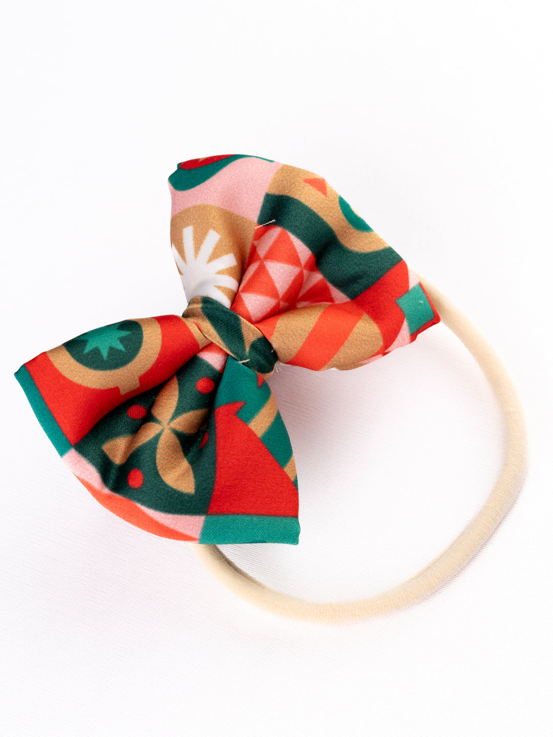 Christmas Geometric Theme Red Bow Headband for Babies [AHA377]