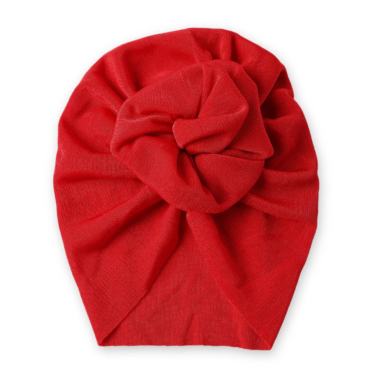 Shiny Dark Red Baby Turban Cap – Elegant & Stretchable [AHA379]