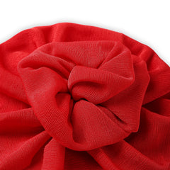 Shiny Dark Red Baby Turban Cap – Elegant & Stretchable [AHA379]