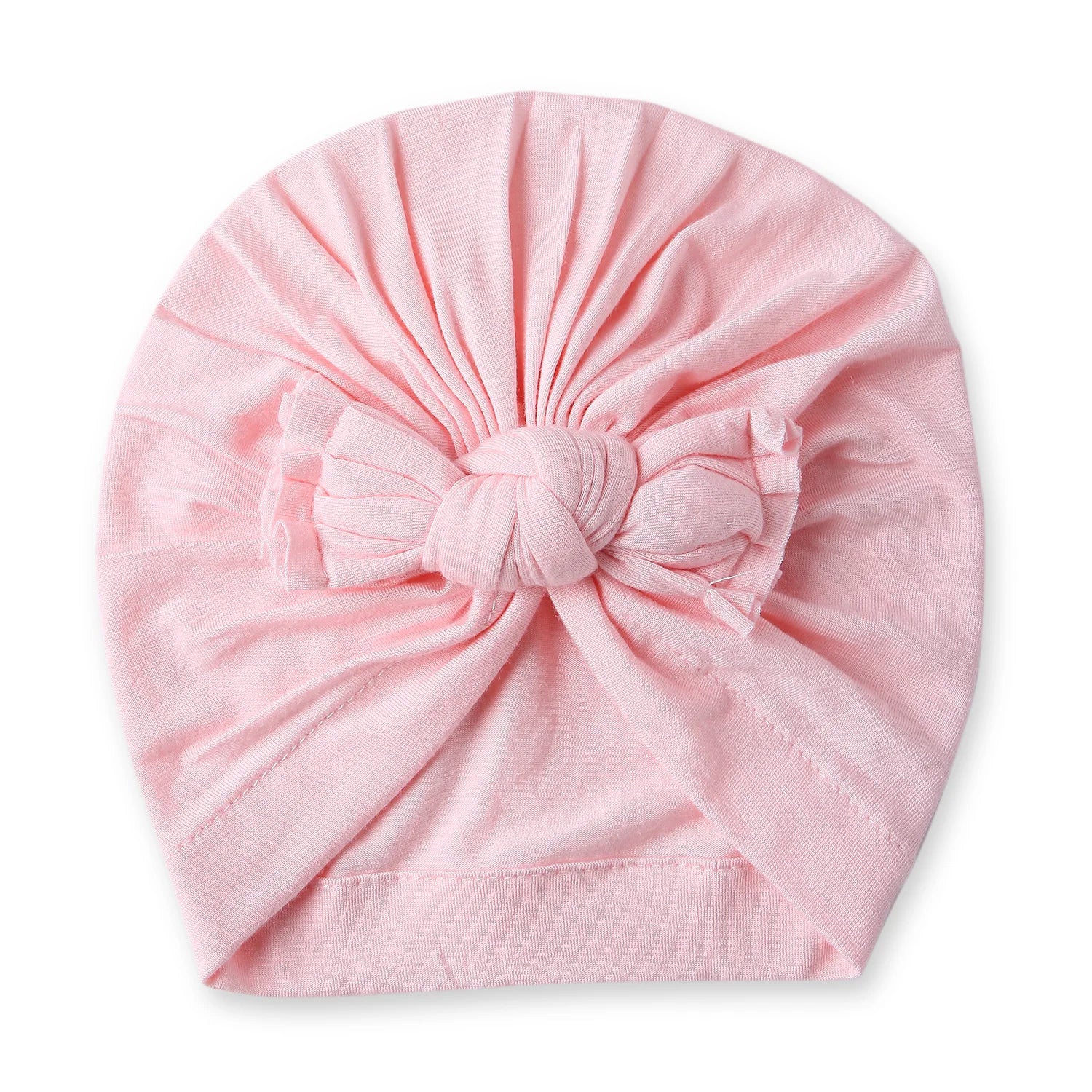 Pure Cotton Baby Pink Bow Knot Turban – Ultra-Soft & Stretchable [AHA382]