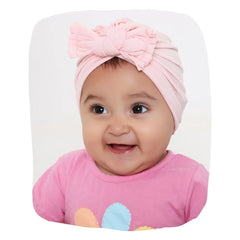 Pure Cotton Baby Pink Bow Knot Turban – Ultra-Soft & Stretchable [AHA382]