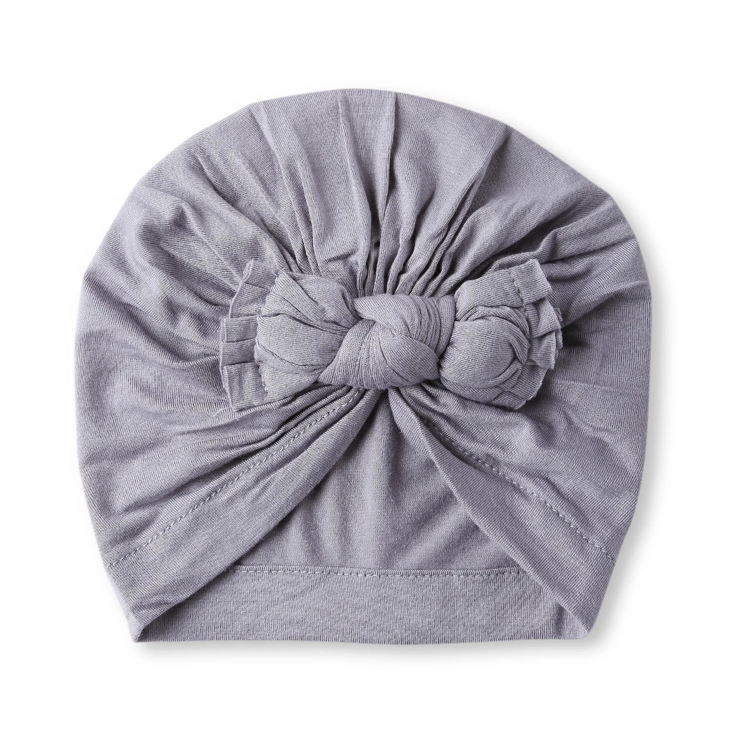 Pure Cotton Grey Bow Knot Baby Turban – Comfortable & Soft [AHA385]