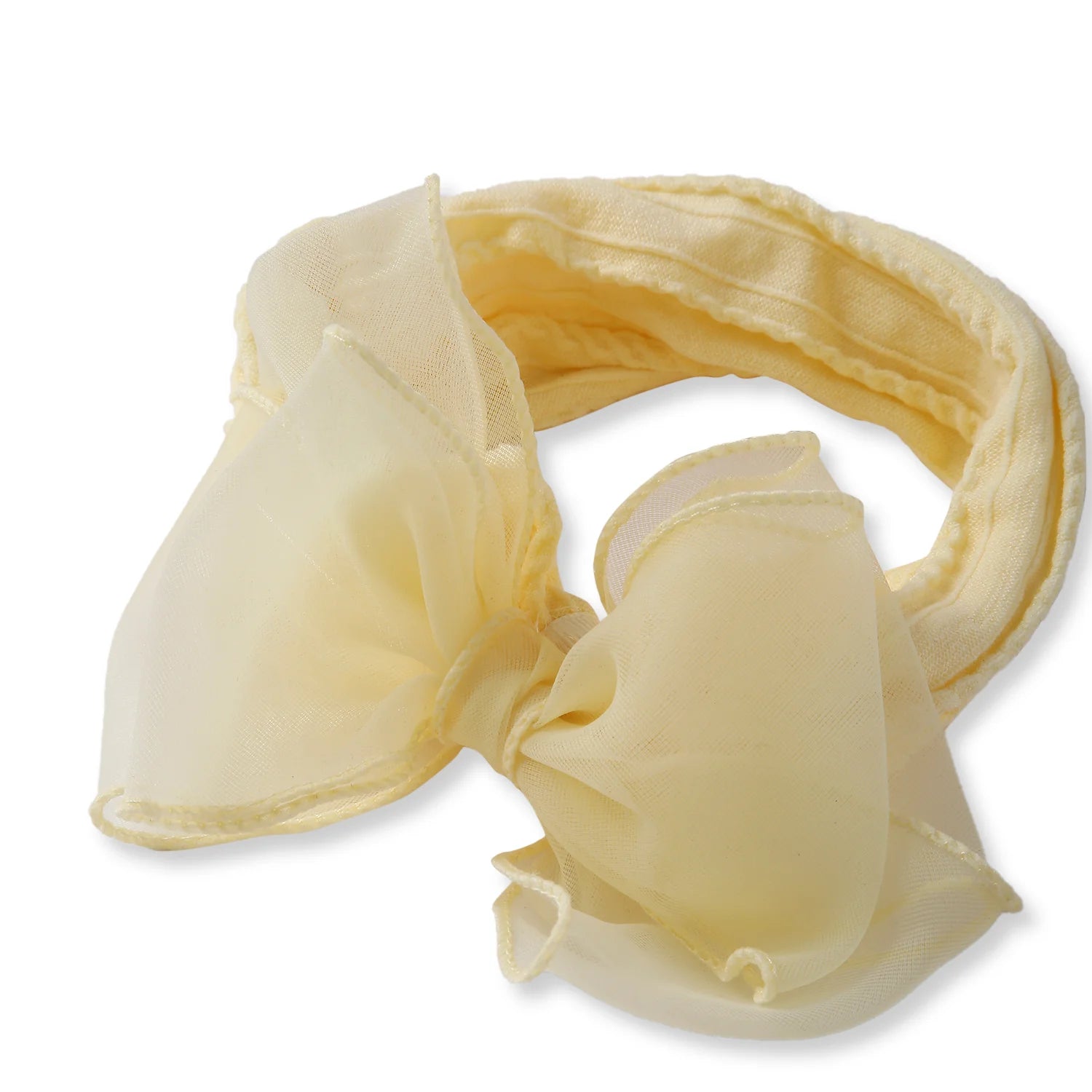 Double Layered Yellow Bow Cotton Headband [AHA391]