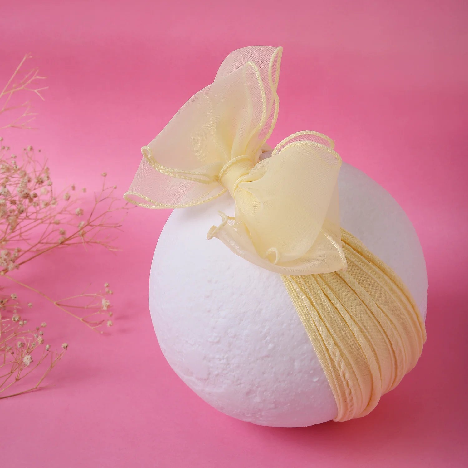 Double Layered Yellow Bow Cotton Headband [AHA391]