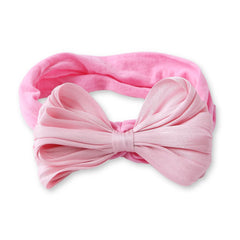 Double Layered Pink Bow Cotton Headband [AHA394]