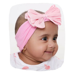 Double Layered Pink Bow Cotton Headband [AHA394]