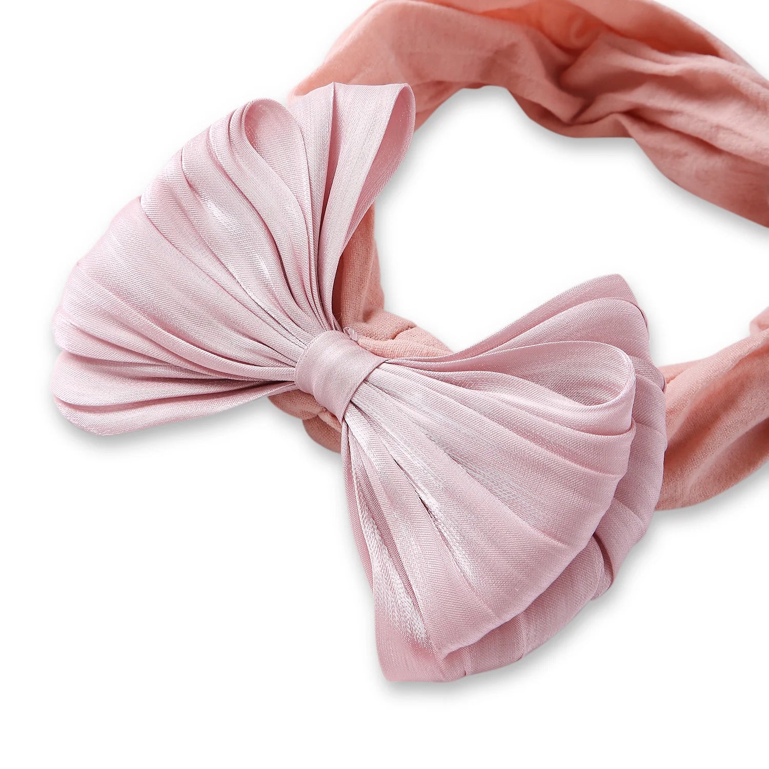 Double Layered Rose Pink Bow Cotton Headband [AHA395]