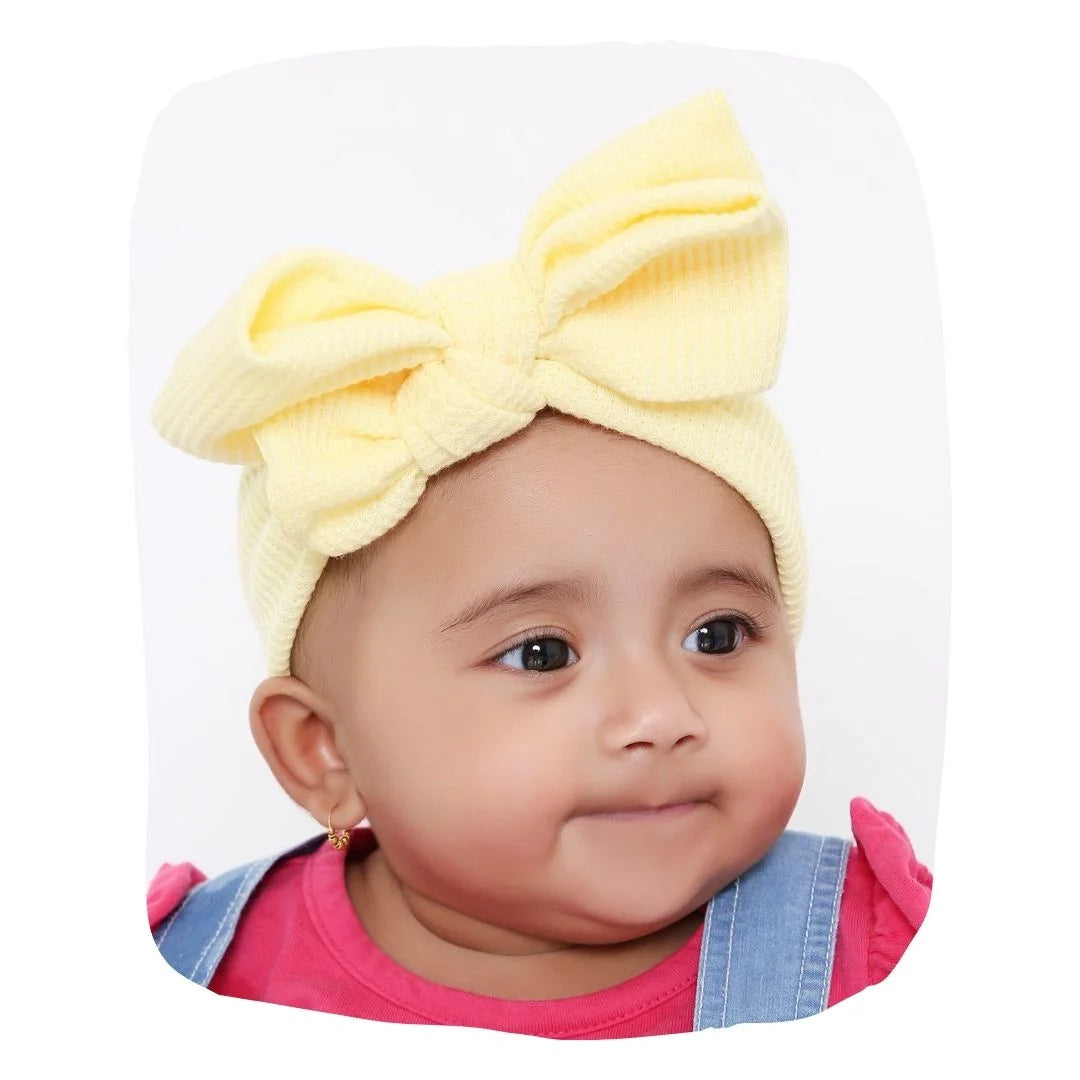 Yellow Big Bow Cotton Headband for Babies [AHA396]