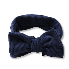 Navy Blue Big Bow Cotton Headband for Babies [AHA397]