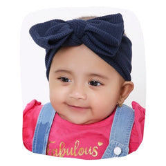 Navy Blue Big Bow Cotton Headband for Babies [AHA397]