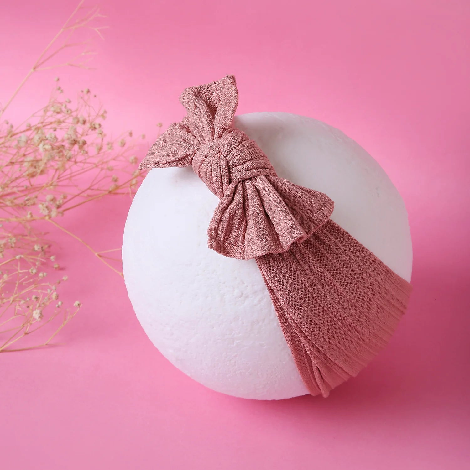 Rose Pink Big Bow Cotton Headband [AHA405]