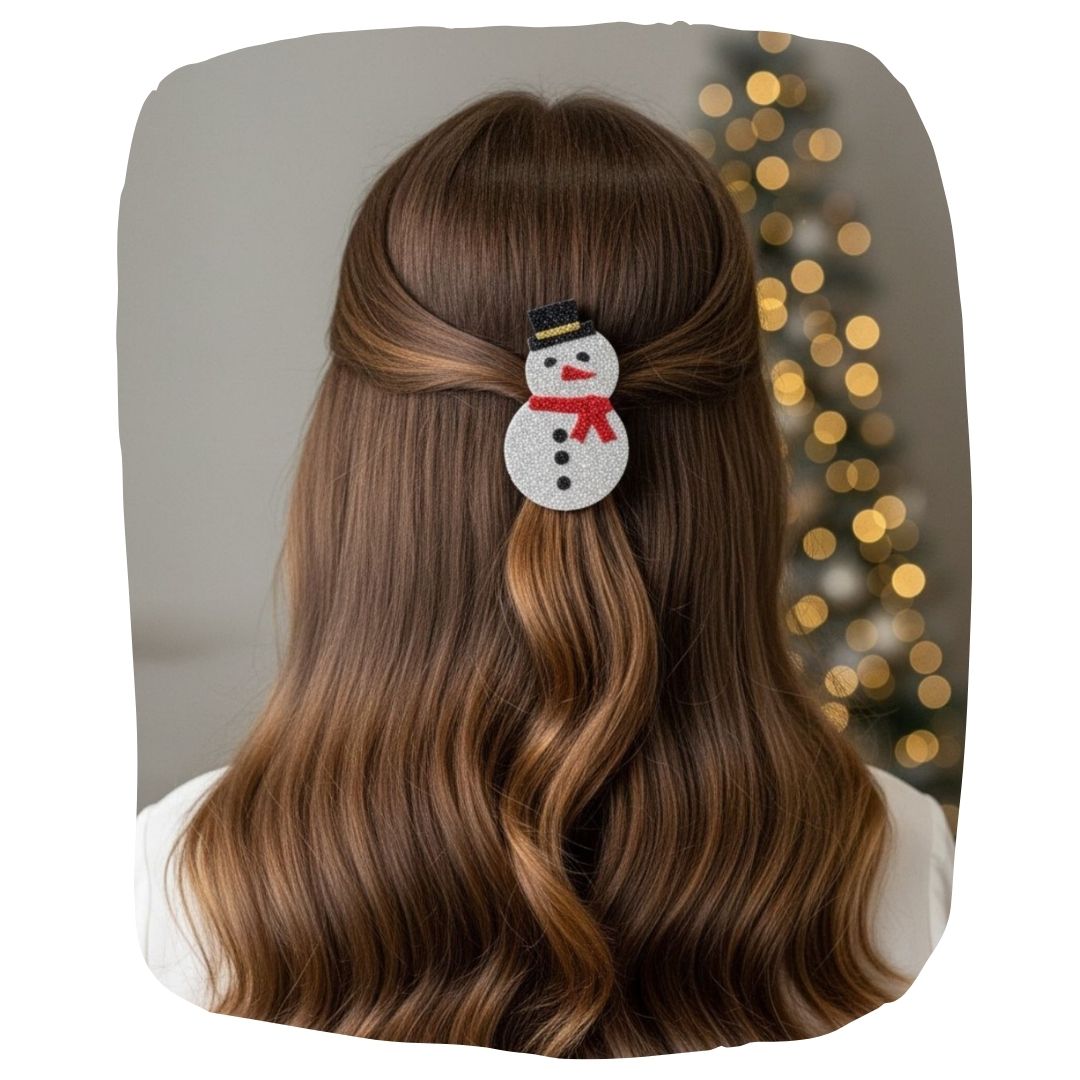 Glitter Foam Snowman Hair Clip - Sparkly Holiday Must-Have