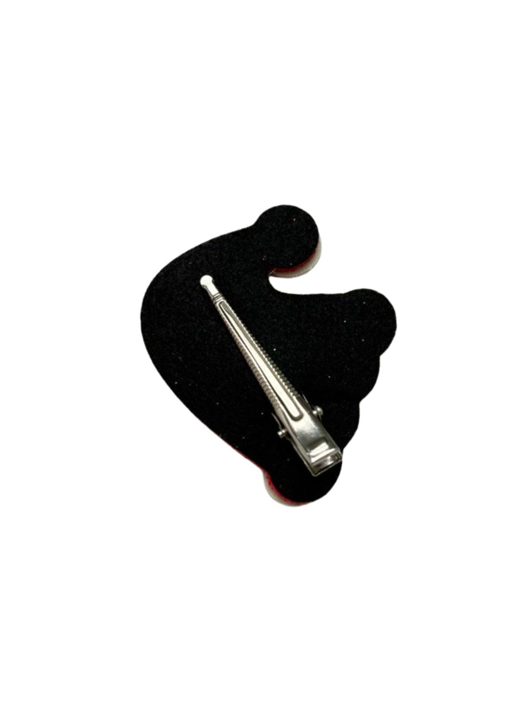 Back view of the Christmas Glitter Hair Clip showing a secure alligator clip for firm hold, perfect for girls' holiday hairstyles.