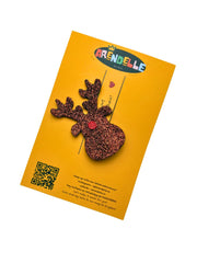 Rudolph Reindeer Hair Pin on branded Arendelle card, perfect for gifting during Christmas celebrations.
