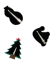Back view of Holiday Sparkle Hair Clips showing secure alligator clips on glittery Christmas-themed designs for girls' festive hairstyles.
