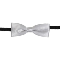 Adjustable Satin Bow Tie for Boys – Silver (Pre-Tied & Clip-On) [AKA005]
