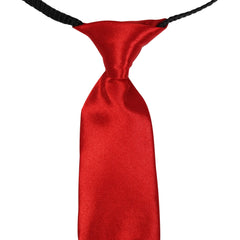 Adjustable Satin Neck Tie for Boys – Red (Pre-Tied & Clip-On) [AKA007]