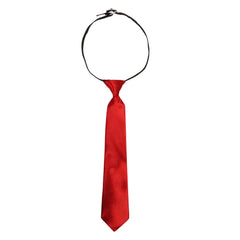 Adjustable Satin Neck Tie for Boys – Red (Pre-Tied & Clip-On) [AKA007]