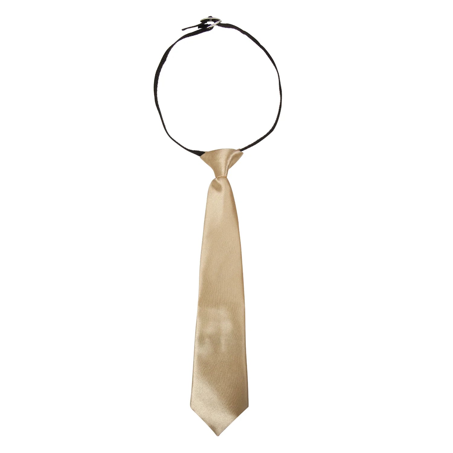 Adjustable Satin Neck Tie for Boys – Gold (Pre-Tied & Clip-On) [AKA009]