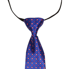 Adjustable Satin Neck Tie for Boys – Printed Blue (Pre-Tied & Clip-On) [AKA018]