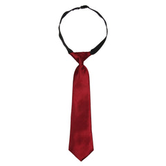 Adjustable Satin Neck Tie for Boys – Maroon (Pre-Tied & Clip-On) [AKA020]