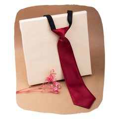 Adjustable Satin Neck Tie for Boys – Maroon (Pre-Tied & Clip-On) [AKA020]