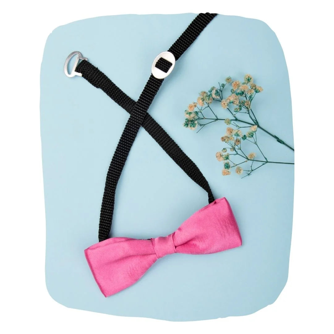 Adjustable Satin Bow Tie for Boys – Pink (Pre-Tied & Clip-On) [AKA022]