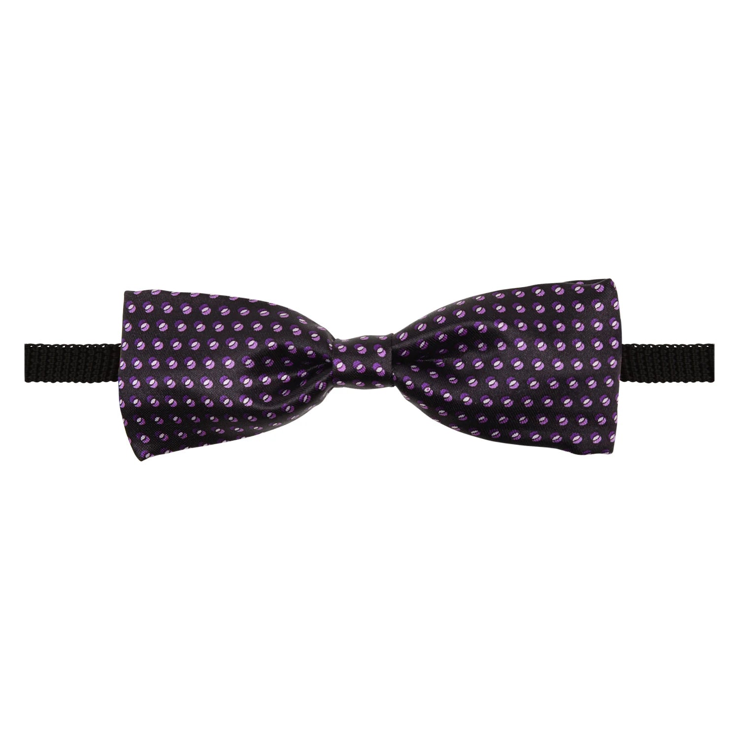 Adjustable Satin Bow Tie for Boys – Printed Purple (Pre-Tied & Clip-On) [AKA026]