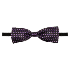 Adjustable Satin Bow Tie for Boys – Printed Purple (Pre-Tied & Clip-On) [AKA026]