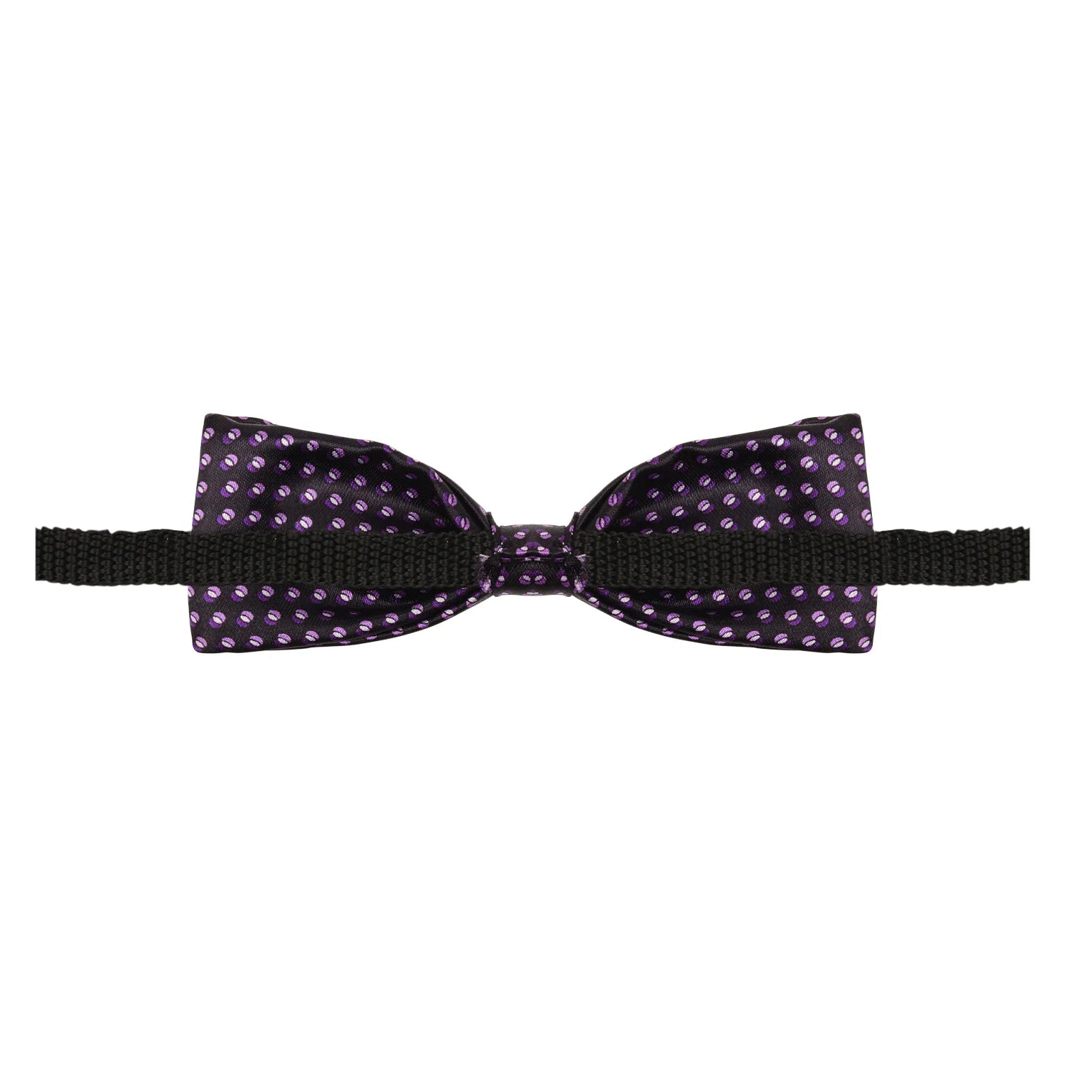 Adjustable Satin Bow Tie for Boys – Printed Purple (Pre-Tied & Clip-On) [AKA026]
