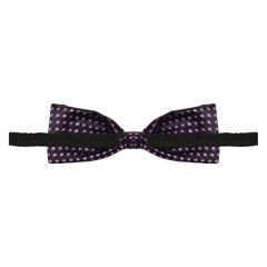 Adjustable Satin Bow Tie for Boys – Printed Purple (Pre-Tied & Clip-On) [AKA026]