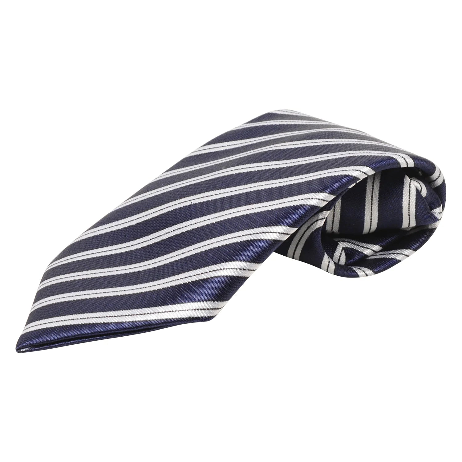 Adjustable Satin Neck Tie for Boys – Striped Blue (Pre-Tied & Clip-On) [AKA027]