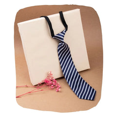 Adjustable Satin Neck Tie for Boys – Striped Blue (Pre-Tied & Clip-On) [AKA027]