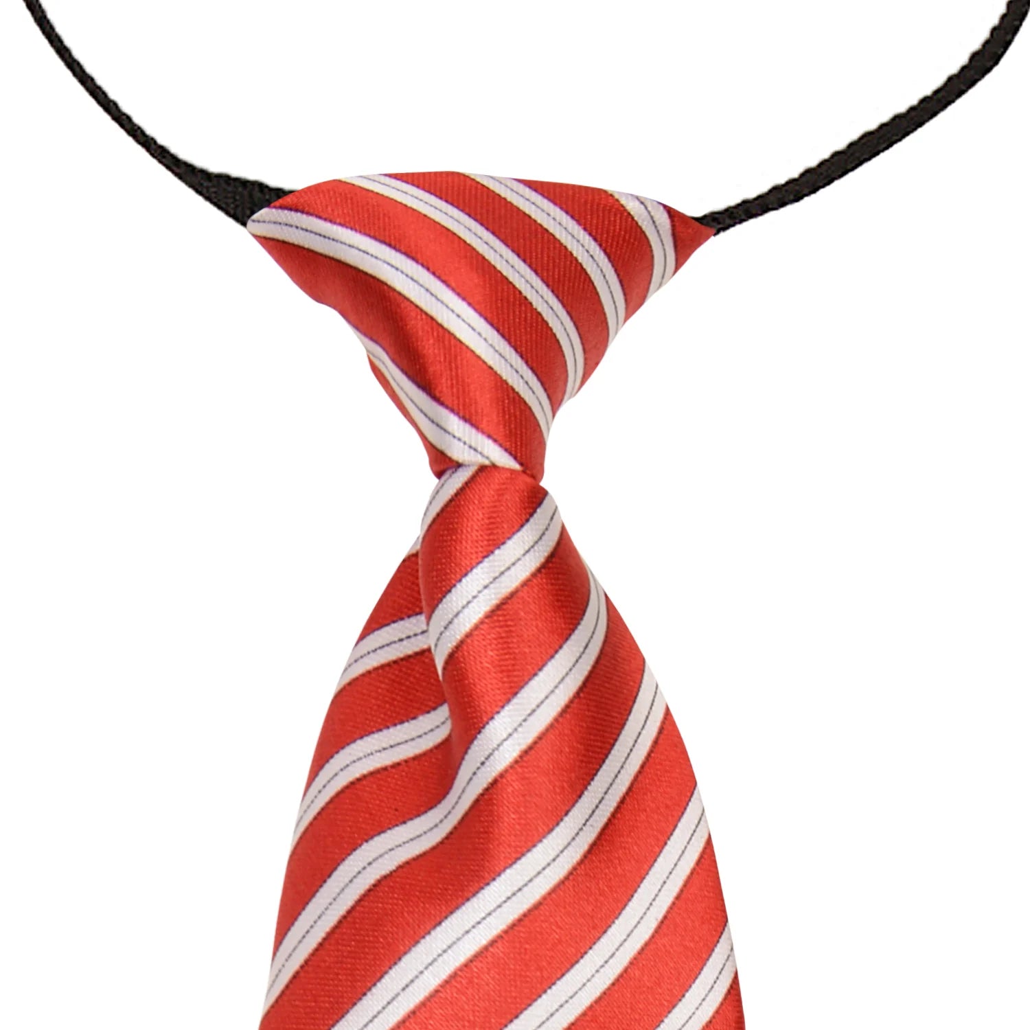 Adjustable Satin Neck Tie for Boys – Striped Red (Pre-Tied & Clip-On) [AKA028]