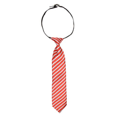 Adjustable Satin Neck Tie for Boys – Striped Red (Pre-Tied & Clip-On) [AKA028]