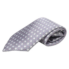 Adjustable Satin Neck Tie for Boys – Printed Grey (Pre-Tied & Clip-On) [AKA030]