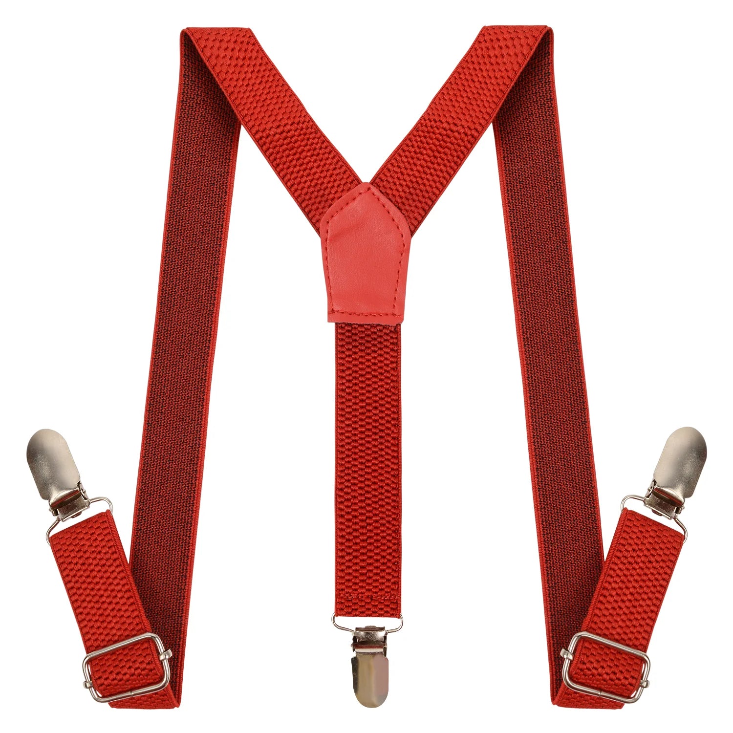 Adjustable Y-Back Suspenders for Boys – Red (Clip-On & Stretchable) [AKA031]