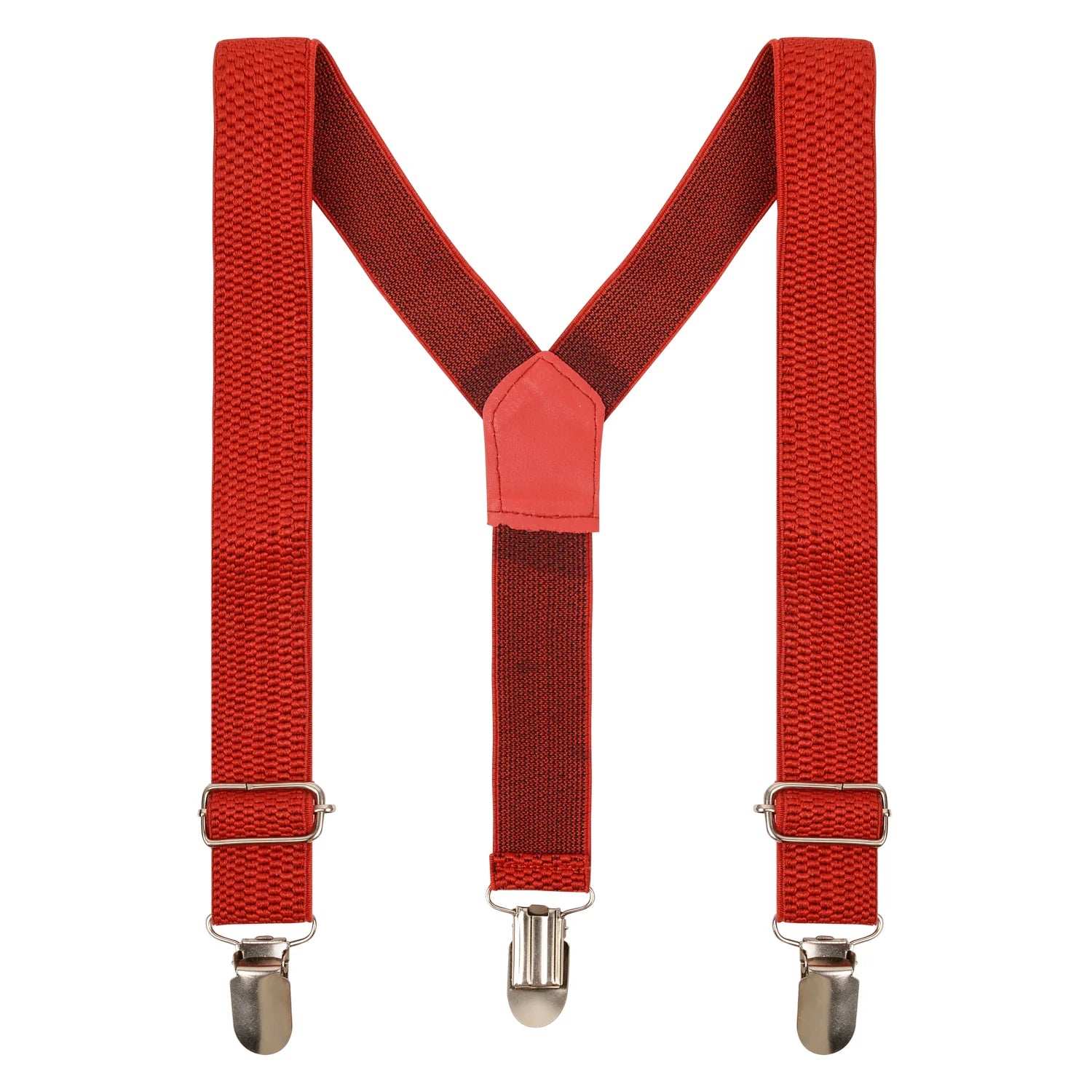 Adjustable Y-Back Suspenders for Boys – Red (Clip-On & Stretchable) [AKA031]