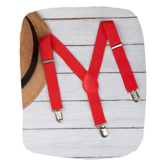 Adjustable Y-Back Suspenders for Boys – Red (Clip-On & Stretchable) [AKA031]